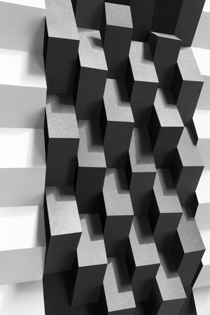 Abstract composition of black and white paper stripesの写真素材