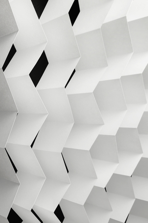 White background, composition with paper stripesの写真素材