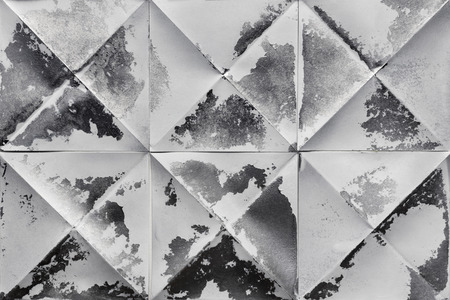Black and white background, abstract geometric of sheets foldedの写真素材