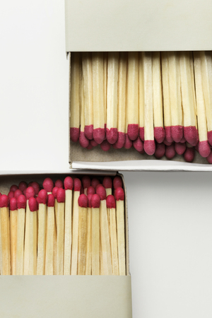 Closeup of matchboxes, isolated on whiteの写真素材