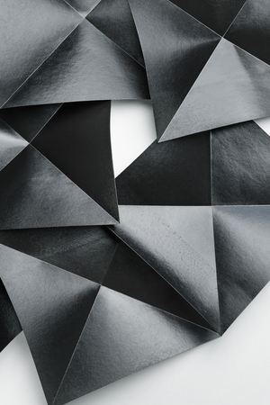 Black stars in empty space, geometric shapes  isolated on whiteの写真素材