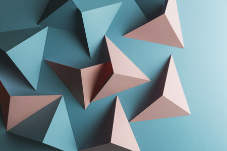Macro image of pink and blue geometric shapes, three-dimensional effect, abstract backgroundの写真素材