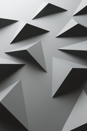 Macro image of gray geometric shapes, three-dimensional effect, abstract backgroundの写真素材