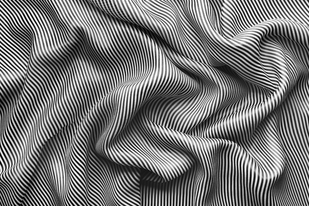 Elegant black and white silk with stripes, abstract backgroundの写真素材