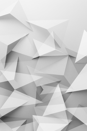 Composition of white polygonal shapes, geometric 3D illustration, abstract backgroundの写真素材