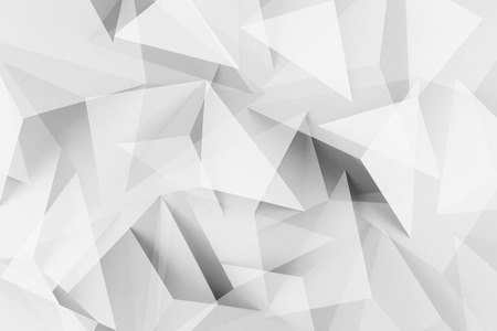 Composition of white polygonal shapes, geometric 3D illustration, abstract backgroundの写真素材