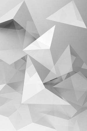 Composition of white polygonal shapes, geometric 3D illustration, abstract backgroundの写真素材