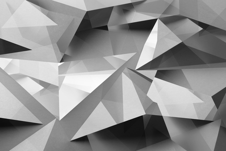 Composition of white polygonal shapes, geometric 3D illustration, abstract backgroundの写真素材