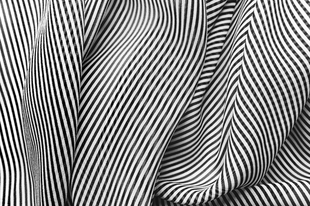 Elegant black and white silk with stripes, abstract backgroundの写真素材
