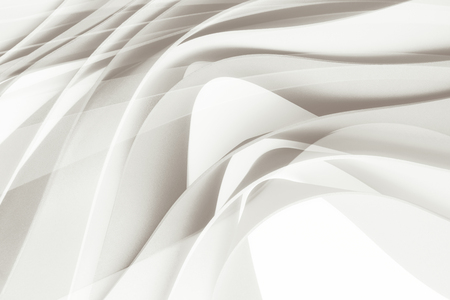 Curved elements on white background, stripe waves, 3d illustrationの写真素材