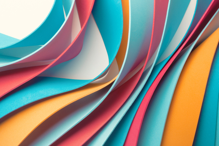 Curved elements on white background, stripe waves, 3d illustrationの写真素材