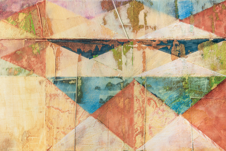 Decorative pattern with faded geometric shapes, aged backgroundの写真素材