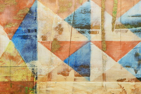 Decorative pattern with faded geometric shapes, aged backgroundの写真素材