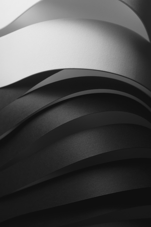 White and black curved elements, dark abstract backgroundの写真素材