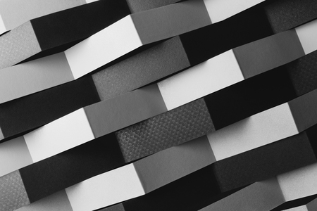 Composition with paper stripes, monochrome backgroundの写真素材