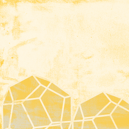 Polygons on rough paper, yellow abstract backgroundの写真素材