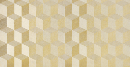 Abstract cubes yellow background, paper textureの写真素材