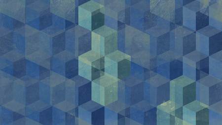 Abstract cubes blue background, paper textureの写真素材