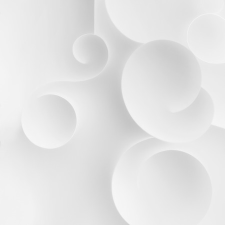 Composition with white curled elements for abstract background, 3d illustrationの写真素材