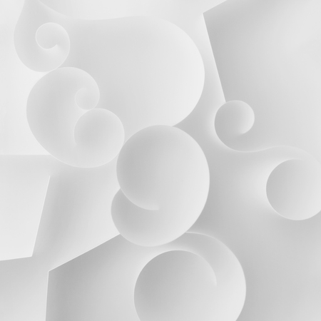 Composition with white curled elements for abstract background, 3d illustrationの写真素材