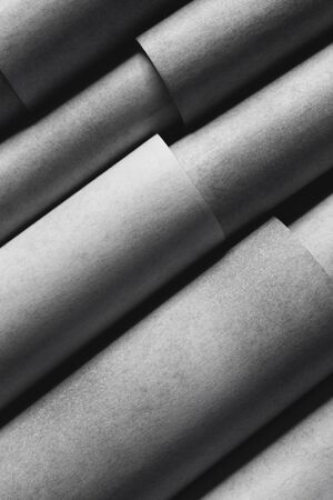 Composition with cylindrical elements, dark abstract backgroundの写真素材