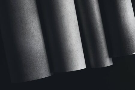 Composition with cylindrical elements, dark abstract backgroundの写真素材