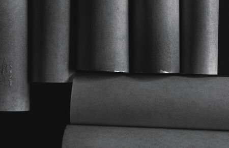 Composition with cylindrical elements, dark abstract backgroundの写真素材