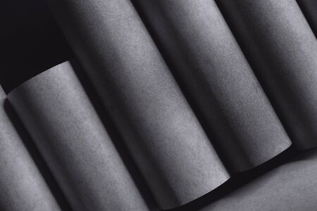 Composition with cylindrical elements, dark abstract backgroundの写真素材