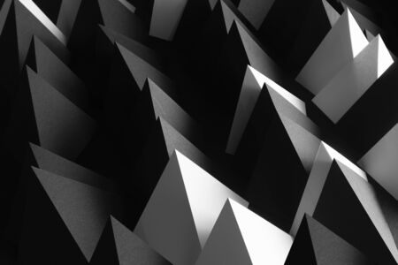 Triangular Geometric shapes of paper for dark background, abstractの写真素材