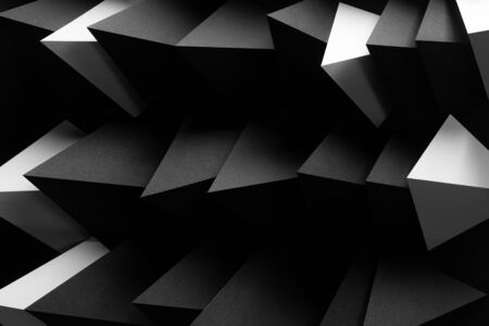 Triangular Geometric shapes of paper for dark background, abstractの写真素材