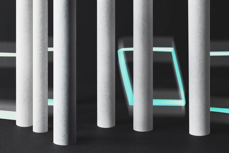 Architectural space with abstract elements. Gray backgroundの写真素材