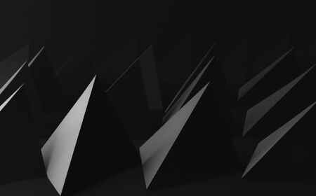 Geometrical elements; black pyramids for dark abstract background