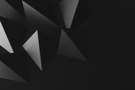 Geometrical elements; black pyramids for dark abstract backgroundの写真素材