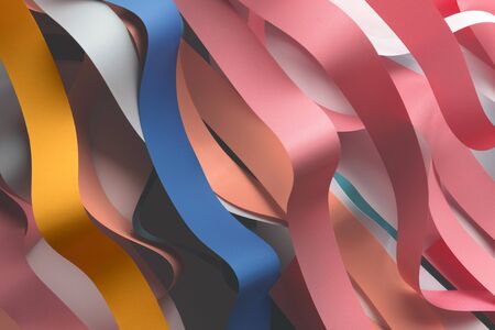Colorful ribbons on white background; abstractの写真素材