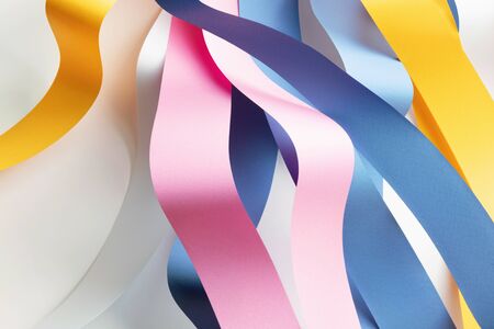 Colorful ribbons on white background; abstractの写真素材