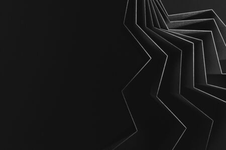 Rays on black background, abstract 3d illustrationの写真素材