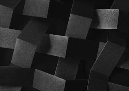 Abstract composition with tangled elements, black background, 3d illustrationの写真素材