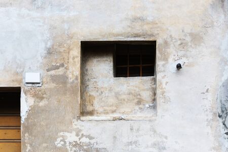 Blind window, old building, concrete facade detailの写真素材