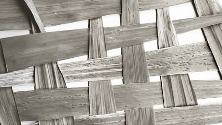 Nature abstract, texture of bamboo leaves braided, close-upの写真素材