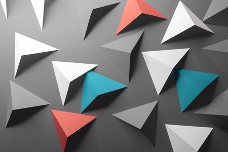 Abstract pattern made of colored paper, triangular shapesの写真素材