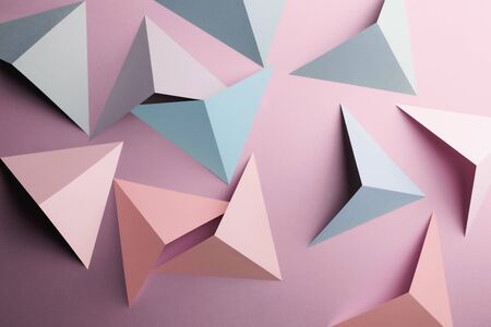 Abstract pattern made of colored paper, triangular shapesの写真素材