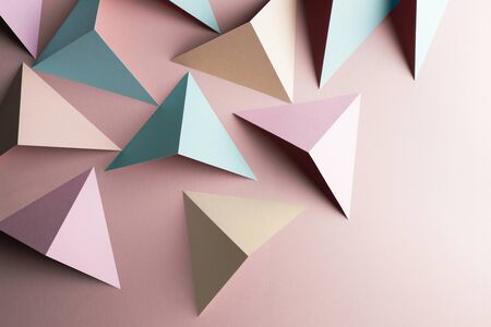 Abstract pattern made of colored paper, triangular shapesの写真素材