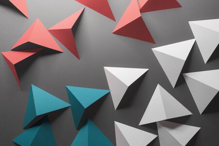 Abstract pattern made of colored paper, triangular shapesの写真素材