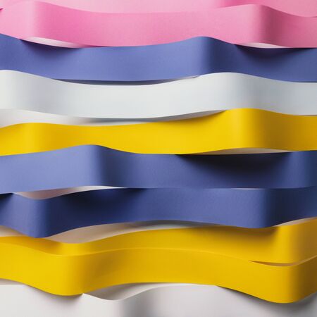 Colorful ribbons on white background; abstract の写真素材
