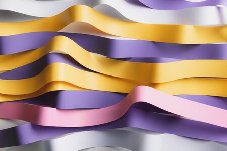 Colorful ribbons on white background; abstract の写真素材