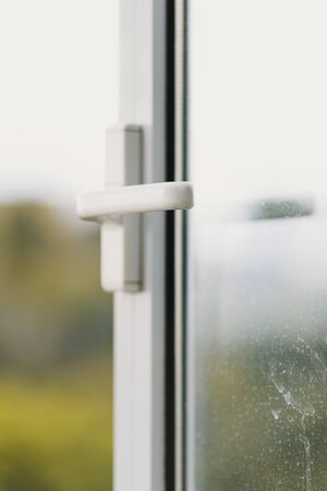 Handle of glass door, close-up