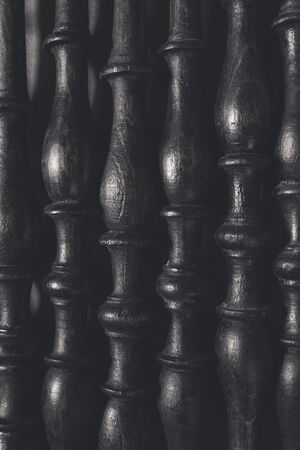 Group of ancient wooden elements decorated, background