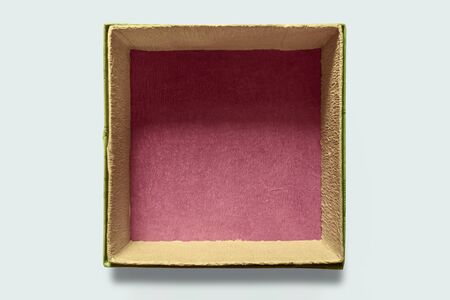 Empty box coated with Japanese paper, isolated on whiteの写真素材