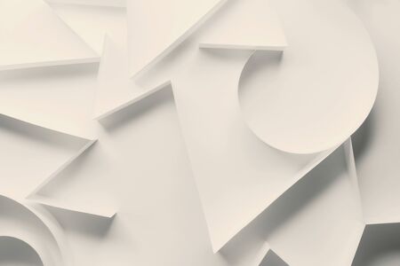 Creative image made paper shapes, white backgroundの写真素材