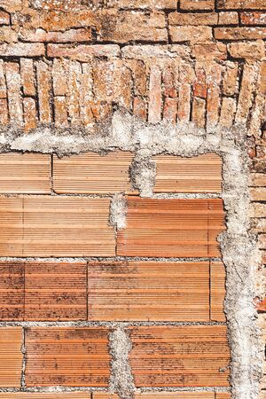 Old buildings detail, close-up of bricks wall, exteriorの写真素材